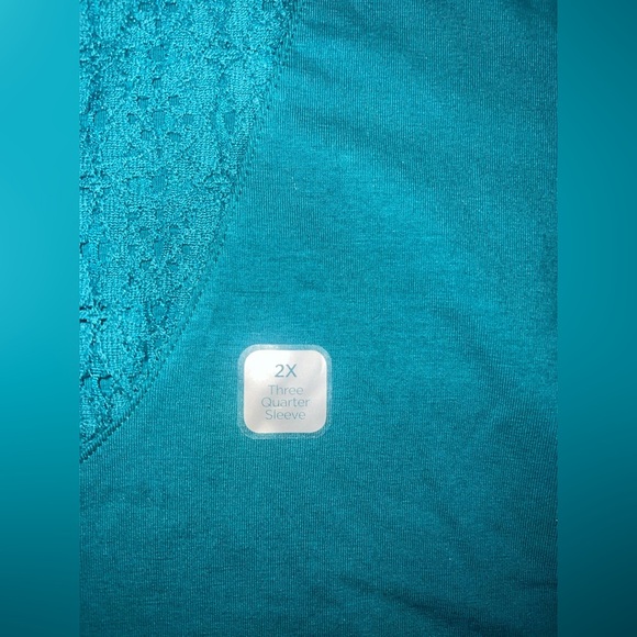 NWT Catherines Vibrant Teal 3/4 Sleeve Blouse size 2X - Picture 6 of 9